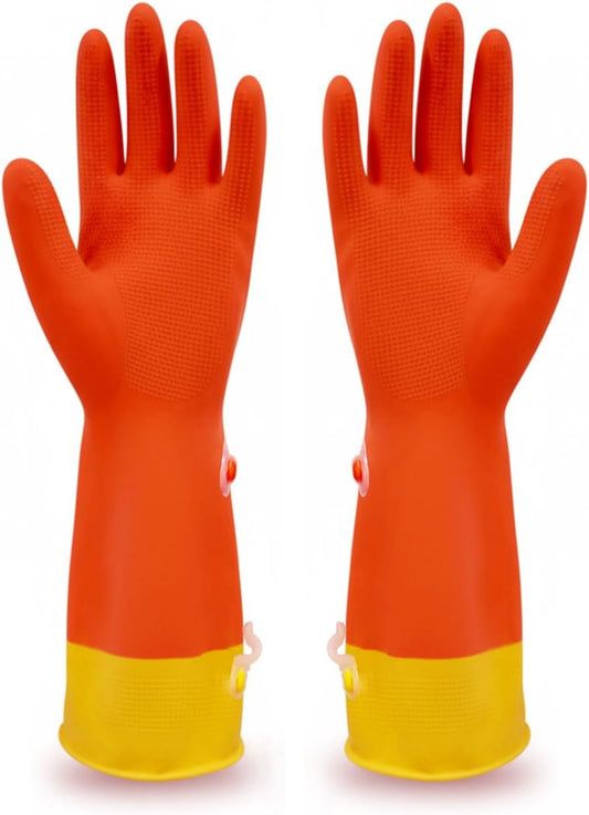 USE FUN Kitchen Rubber Gloves – 100% Natural Latex, Durable Non-Slip Waterproof Dishwashing Gloves, M/L/XL