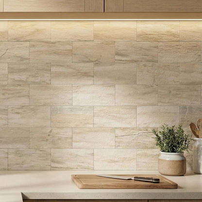 10- Sheet Polished White Peel and Stick Backsplash, 12’’Luxury PVC Ceramic Look Self Stick Subway Tiles, Waterproof Peel and Stick Wall Tiles for Kitchen and Bathrrom