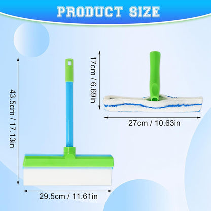 Alisanda Recyclable Silicone Window Squeegee Kit, Window Cleaning Kit, Multifunctional Window Squeegee, Glass Cleaning Tools with Silicone Squeegee & Microfiber Scrubber (Green)