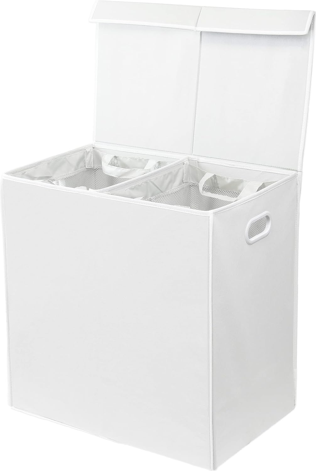Simple Houseware Double Laundry Hamper with Lid and Removable Bags, Black