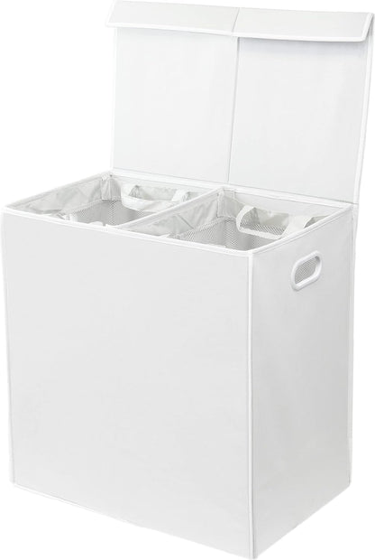 Simple Houseware Double Laundry Hamper with Lid and Removable Bags, Black