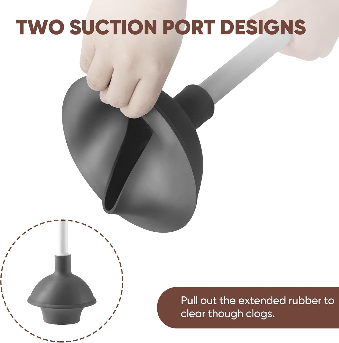 Eyliden Toilet Plunger and Brush Set, 2-in-1 Compact Holder | Unclogs Toilets, Deep Cleans Bowls, Nylon Bristles, Rubber Cup, Durable Plastic Caddy, Space-Saver, Bathroom Cleaning Tools