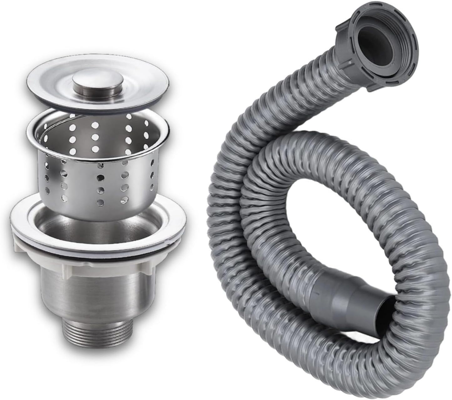 Drain Plug Basket Strainer Stainless Steel Sink Plug Kit, Hair Salon Shampoo Basin Drain Plug kit, Fast Drainage Sink Plug with Hair Catcher Accessories for Shampoo Bed, kitchen, Sturdy and Durable