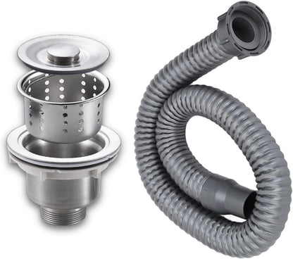 Drain Plug Basket Strainer Stainless Steel Sink Plug Kit, Hair Salon Shampoo Basin Drain Plug kit, Fast Drainage Sink Plug with Hair Catcher Accessories for Shampoo Bed, kitchen, Sturdy and Durable