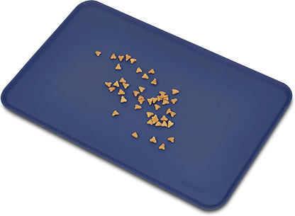 Amazon Basics Waterproof Non-Slip Silicone Pet Feeding Mat with Raised Edges for Food and Water Bowls, Easy to Clean Pet Placemat to Protect Floors, 18.5" x 11.5", Black