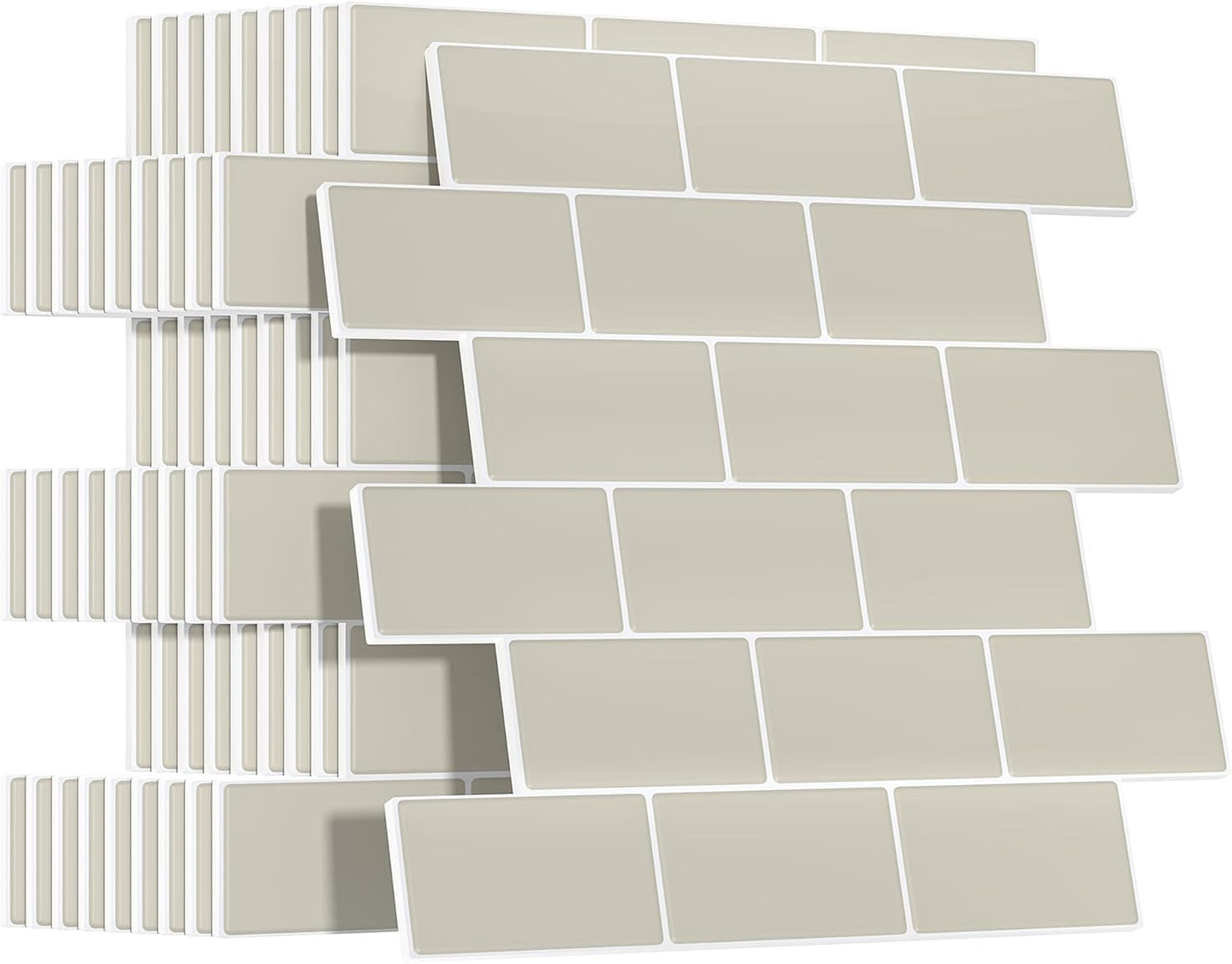 Yoillione Peel and Stick Backsplash for Kitchen: Self Adhesive Wall Tiles for Bathroom - Vinyl Thick Back Splash Tile (10, Light Coffee)