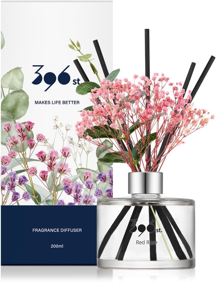 396 st. Rose Flower Reed Diffuser, Vanilla Lavender, 200ml(6.7oz) / Reed Diffuser Sets, Home Fragrance, Scented Oils, Home & Bathroom Décor