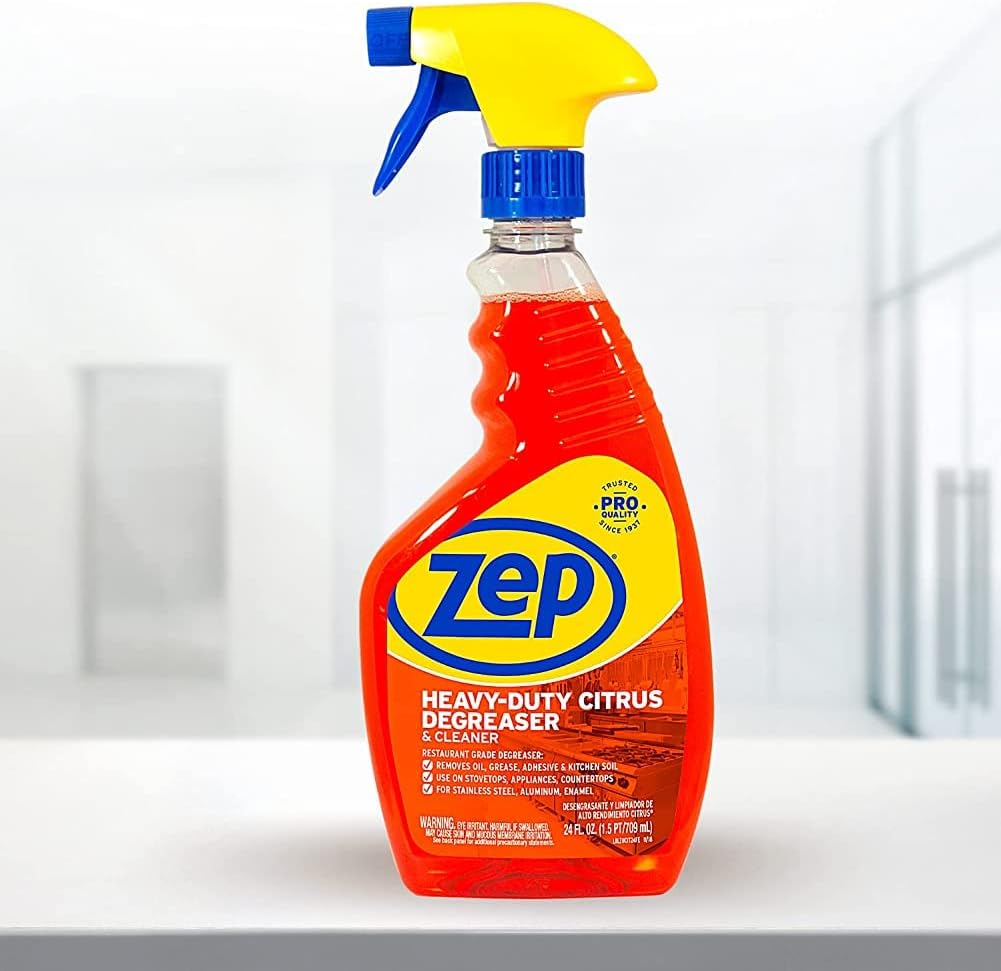 Zep Heavy-Duty Citrus Degreaser and Cleaner - 24 oz (Case of 2) ECZUCIT242 - Restaurant Grade, Removes Oil, Grease, Adhesive, and Kitchen Soil on Stovetops, Appliances