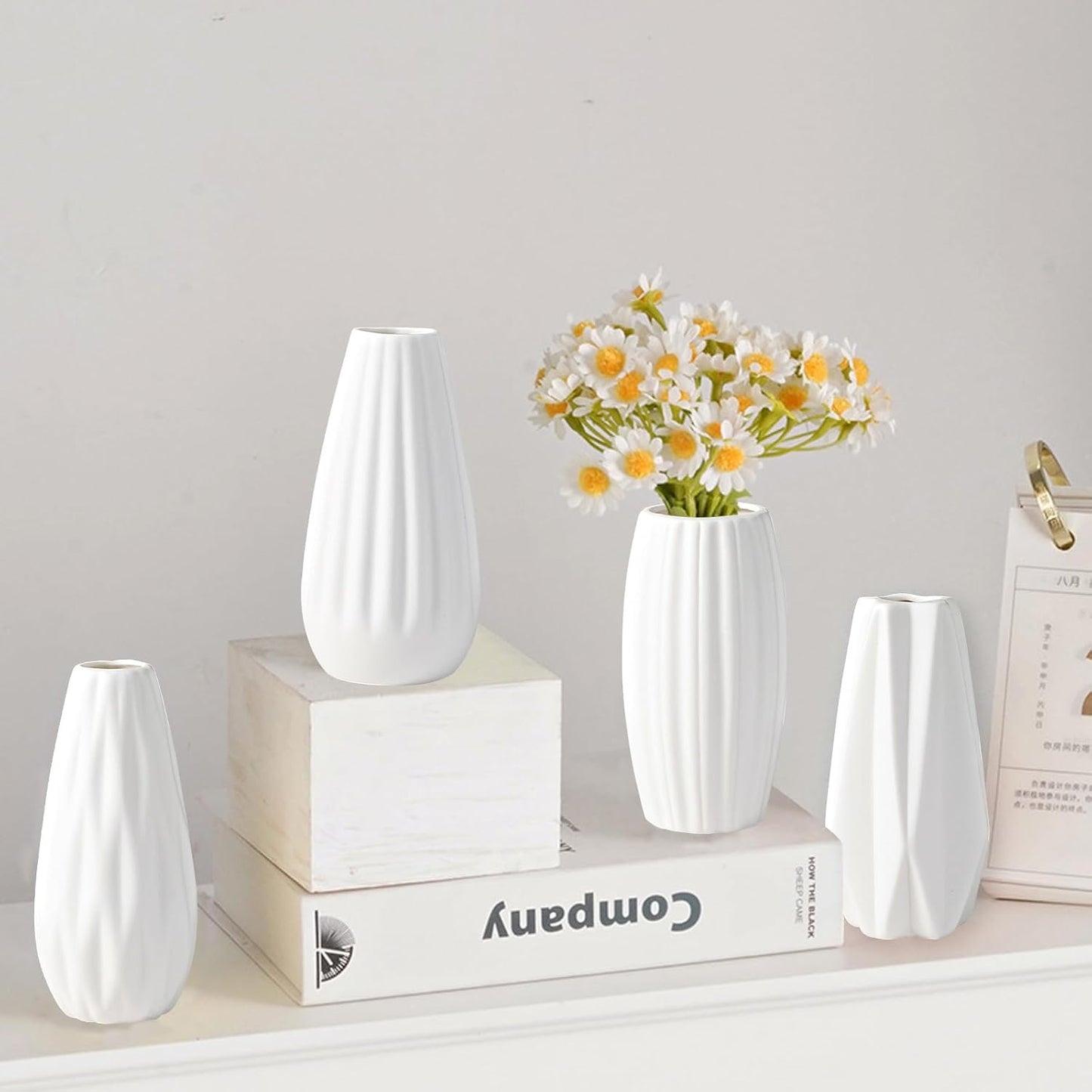 5'' White Ceramic Bud Vases Set of 10,Small Vases in Bulk for Flowers,Mini Vases for Centerpieces,Modern for Floral and Pampas Grass,Boho for Wedding,Party,Table Home Decor