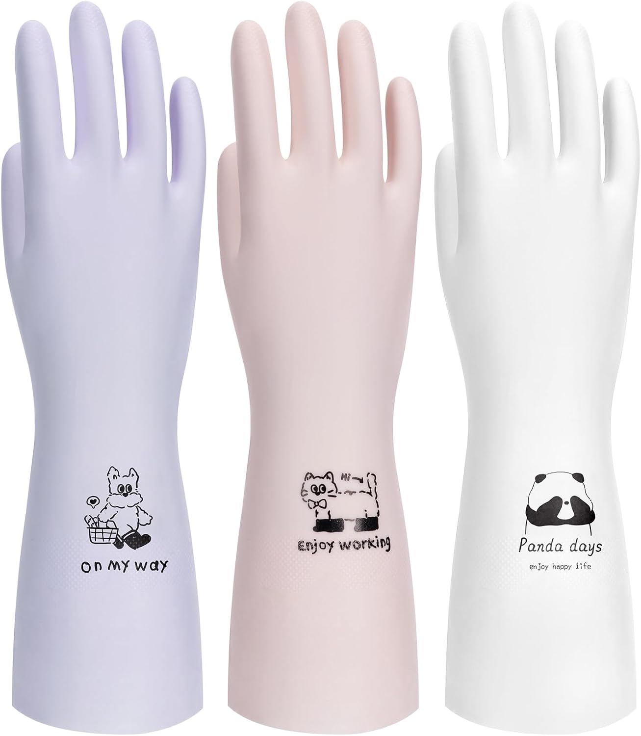 LANON Protection wahoo PVC Dishwashing Cleaning Gloves, Reusable Unlined Kitchen Gloves, Non-Slip, Large