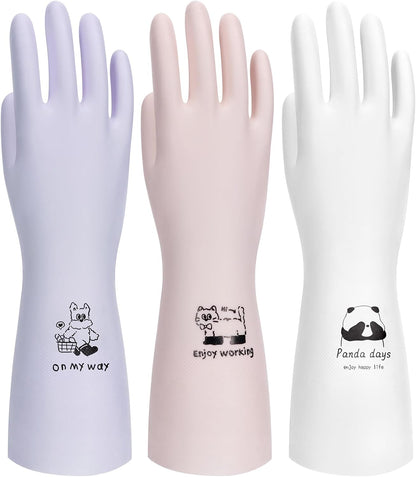 LANON Protection wahoo PVC Dishwashing Cleaning Gloves, Reusable Unlined Kitchen Gloves, Non-Slip, Large