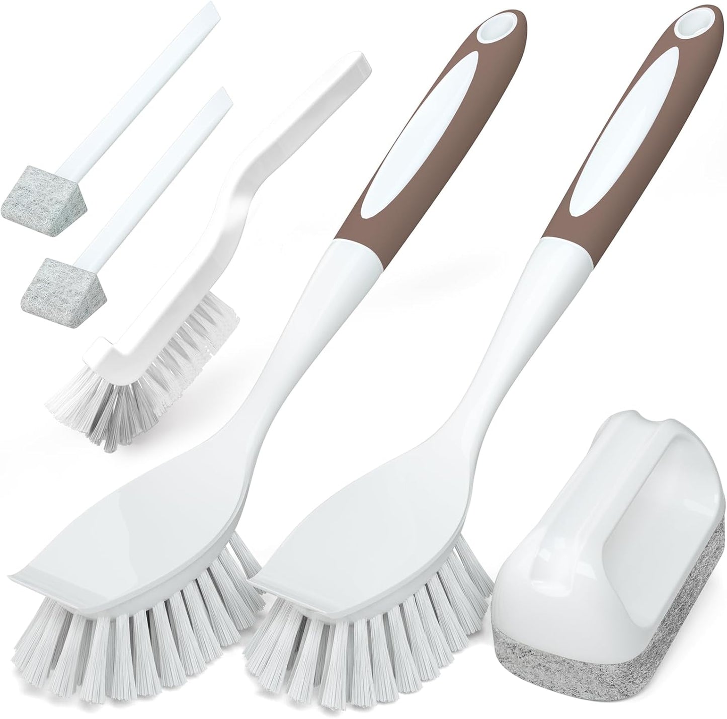 Holikme 6 Pack Dish Brush with Handle Kitchen Cleaning Brush Set for Pot, Pan, Kitchen Sink (Green)