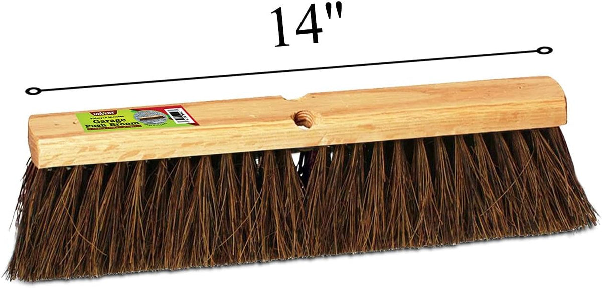 Push Broom Indoor and Outdoor Floor Sweep Use, 18 Inch, Heavy Duty Hardwood Block, Palmyra Bristles Scrub Brush, Cleaning Broom for Patio Garage, Deck, Or Home Use