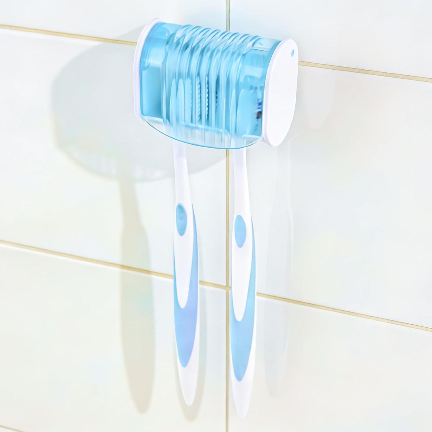 1 Pack Toothbrush Holder Wall Mounted with Cover for Bathroom, 2 Slots Toothbrush Storage Organizer for Shower, Self Adhesive Toothbrush Hanger (Grey)