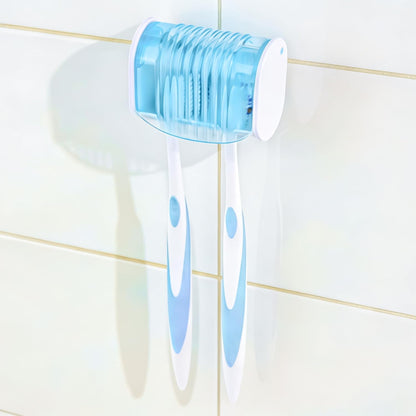 1 Pack Toothbrush Holder Wall Mounted with Cover for Bathroom, 2 Slots Toothbrush Storage Organizer for Shower, Self Adhesive Toothbrush Hanger (Grey)