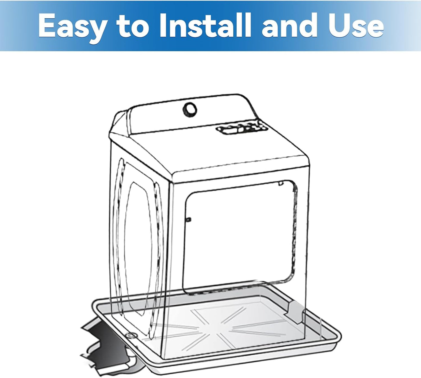 30x32inch Washing Machine Drain Pan, with Raised Edge, Features a Heavy Durable Plastic, Floor Protector - Protects Floors from Leaksf, with 1" Drain Fittings, Black