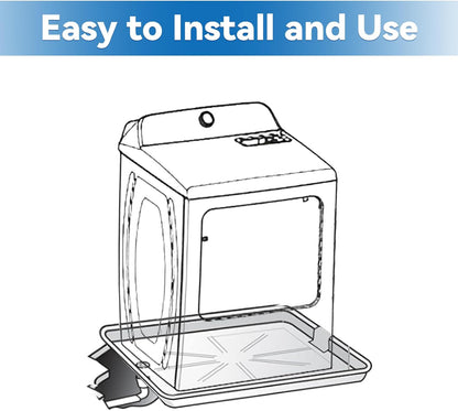 30x32inch Washing Machine Drain Pan, with Raised Edge, Features a Heavy Durable Plastic, Floor Protector - Protects Floors from Leaksf, with 1" Drain Fittings, Black