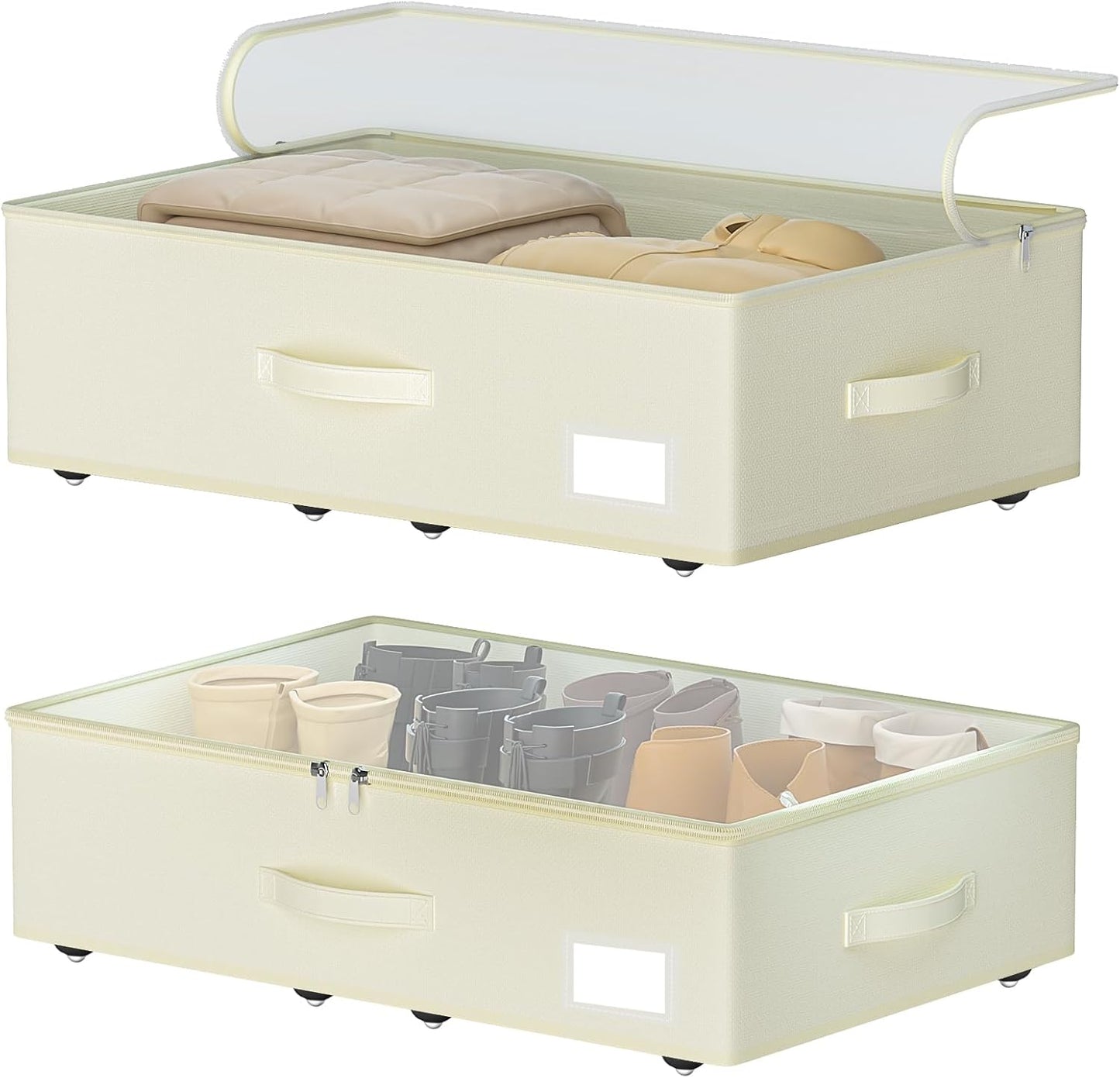 EE-RoomWorld Under Bed Storage with Wheels, No Assemble Required 5.5 inches height grey under bed storage bins,Low Profile Rolling Underbed Shoe Storage containers，dorm underbed storage drawers