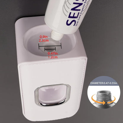 2 Slot Toothbrush Holder and Toothpaste Dispenser Wall Mounted, Automatic Toothpaste Squeezer, 2 in 1 Tooth Brush Toothpaste Organizer for Shower (Grey)