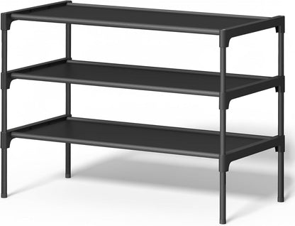 SONGMICS Shoe Rack, 2-Tier Shoe Storage Organizer, Space-Saving, 11.7 x 16.5 x 12.2 Inches, Entryway, Metal Frame, Non-Woven Fabric Shelves, Ink Black ULSH012BH01