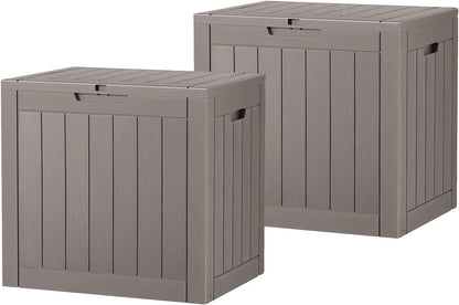 Outdoor Storage Box, 31 Gallon Resin Deck Boxes Outdoor Waterproof For Patio Furniture, Garden Tools, Pool Supplies, Lockable And UV Resistant (Rattan Gray)