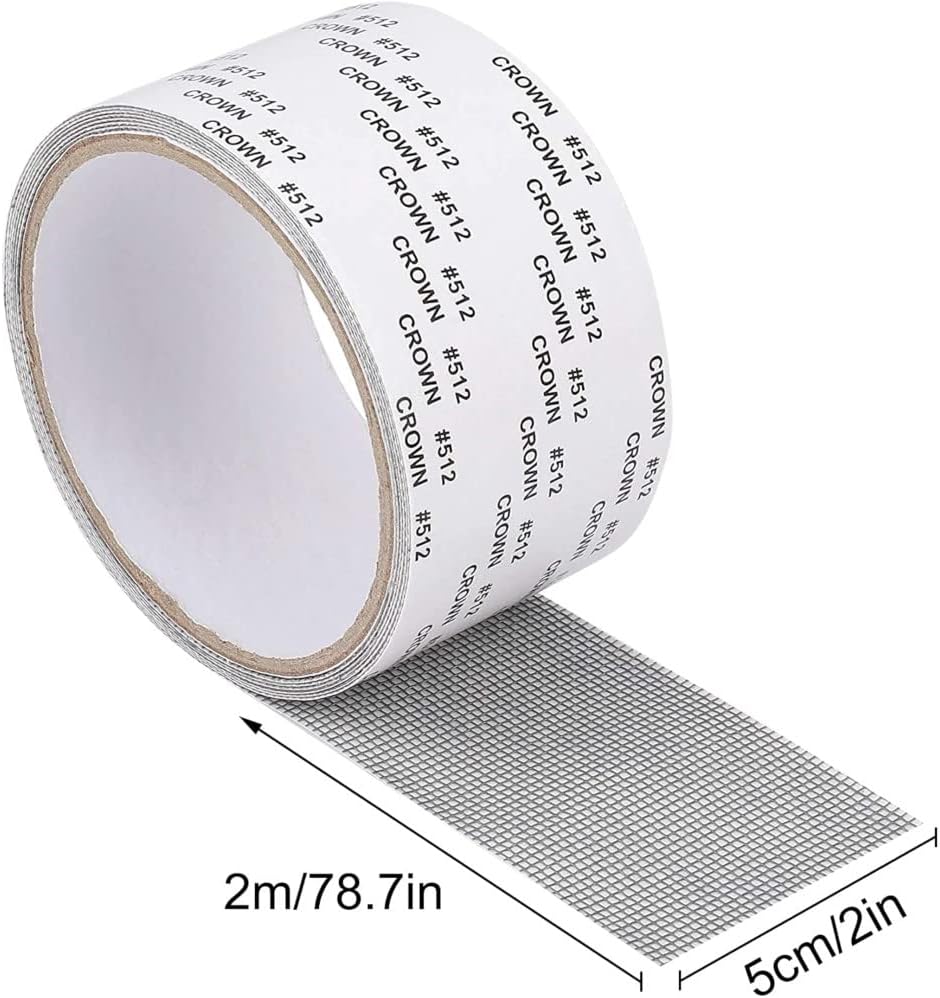 JacobsParts Window Screen Repair Patch Adhesive Fiberglass Mesh Hole Repair Tape 2" 6.5ft (White)
