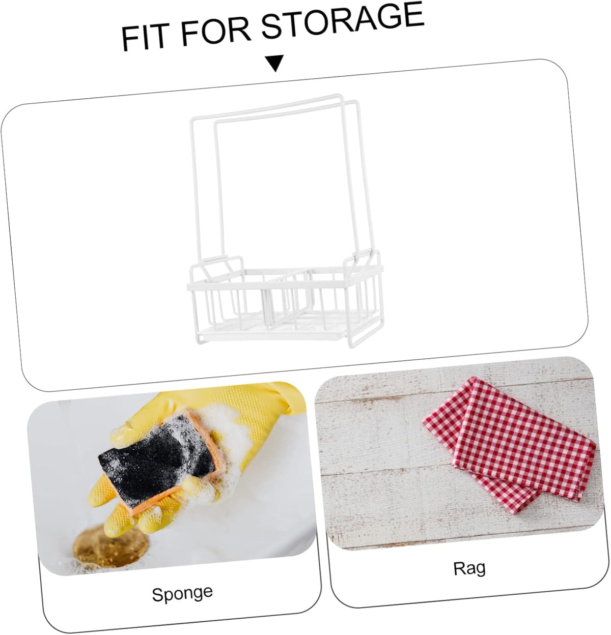 IMIKEYA Wall-mounted Sponge Holder Draining Rack for Kitchen Convenient Shelf for Sponges Dishcloths and Cleaning Tools Easy Installation Space-saving Design White