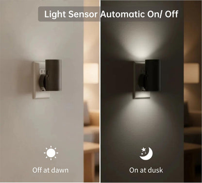 TSEXES LED Night Lights Plug into Wall, Dusk to Dawn Sensor,5-300LM Adjustable Brightness, Soft White 3000K,Dimmable Night Lights for Kitchen,Hallway Bedroom,Stairs, 2 Pack