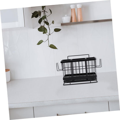 1pc Wall-mounted Adjustable Stainless Steel Sponge Drain Rack for Kitchen Sink Dust Cloth Storage Basket Neat Organizer for Cleaning Tools and Utensils