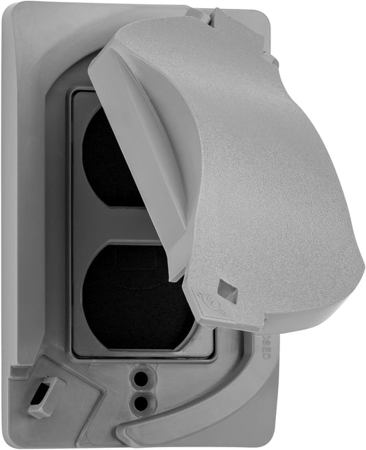 Sealproof Universal Weatherproof Nonmetallic 1-Gang Outlet Cover, UL Listed, Gray