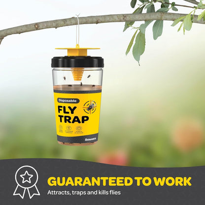 Outdoor Fly Trap [Set of 2] Fly Traps with Dissolvable Non-Toxic Bait - Fly Repellent for Outdoor Use Only - Controls Flies for Patios, Barns, Ranches Etc. Hanging Fly Traps with Tie Included