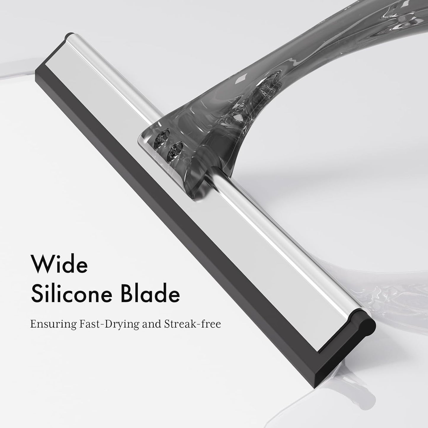 AmazerBath Shower Squeegee for Glass Doors, All-Purpose Squeegee with Suction Hook & Adhesive Hook, Clear Squeegee for Shower Glass, Windows, Mirrors, Tiles and Car Windows - 10 Inches, Clear