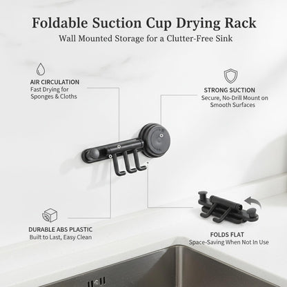 Foldable Wall Mounted Drying Rack, Adhesive Sponge Holder for Smooth Surfaces, Space Saving Storage for Rags and Cloths (1 PC)