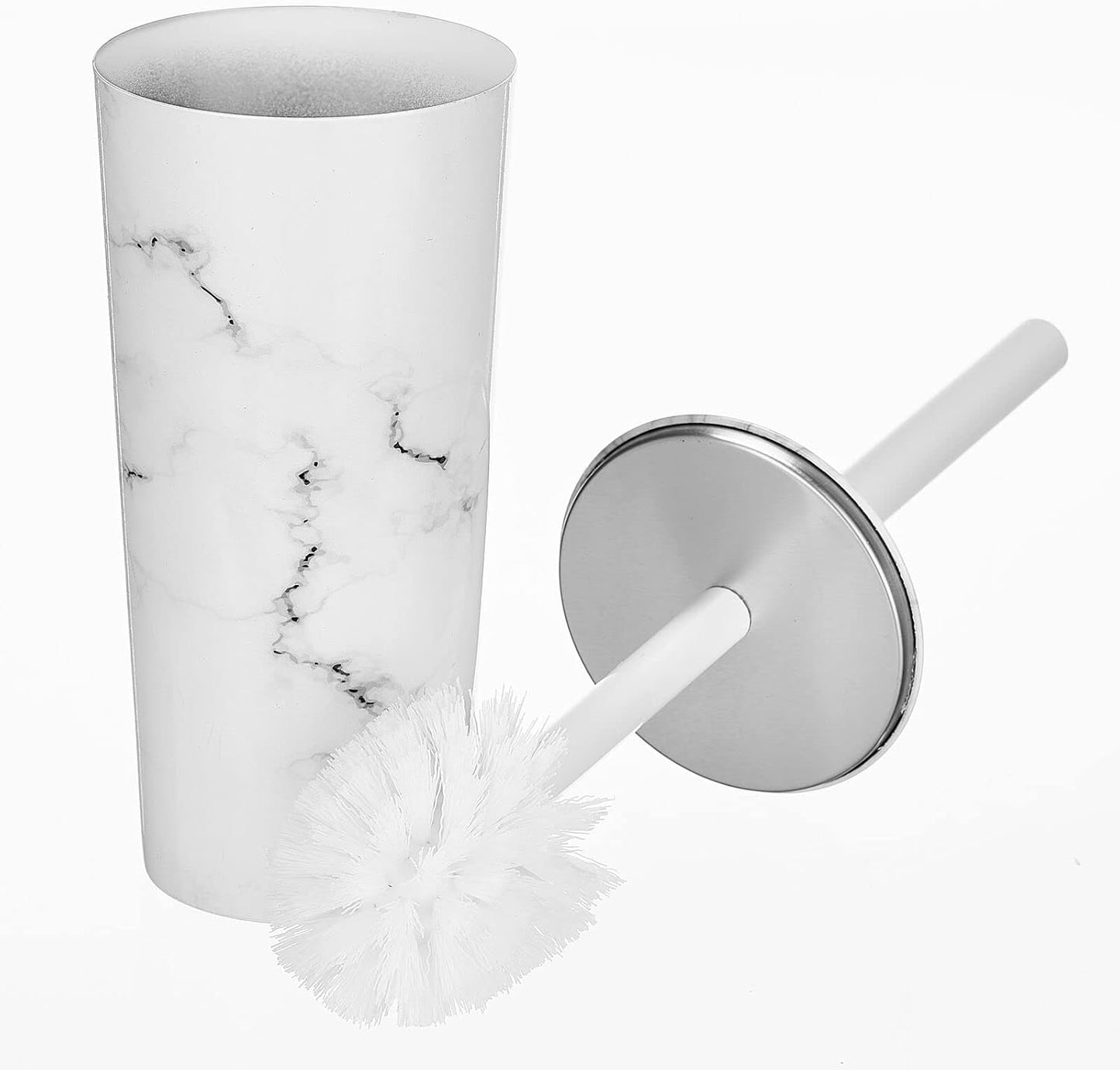 mDesign Slim Metal Toilet Brush Set - Modern Freestanding Holder for Bathroom - Practical With Rust-Resistant Finish - Silver