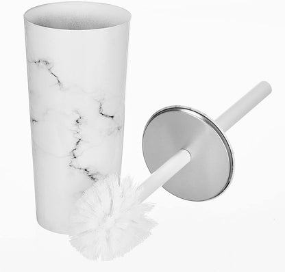mDesign Slim Metal Toilet Brush Set - Modern Freestanding Holder for Bathroom - Practical With Rust-Resistant Finish - Silver