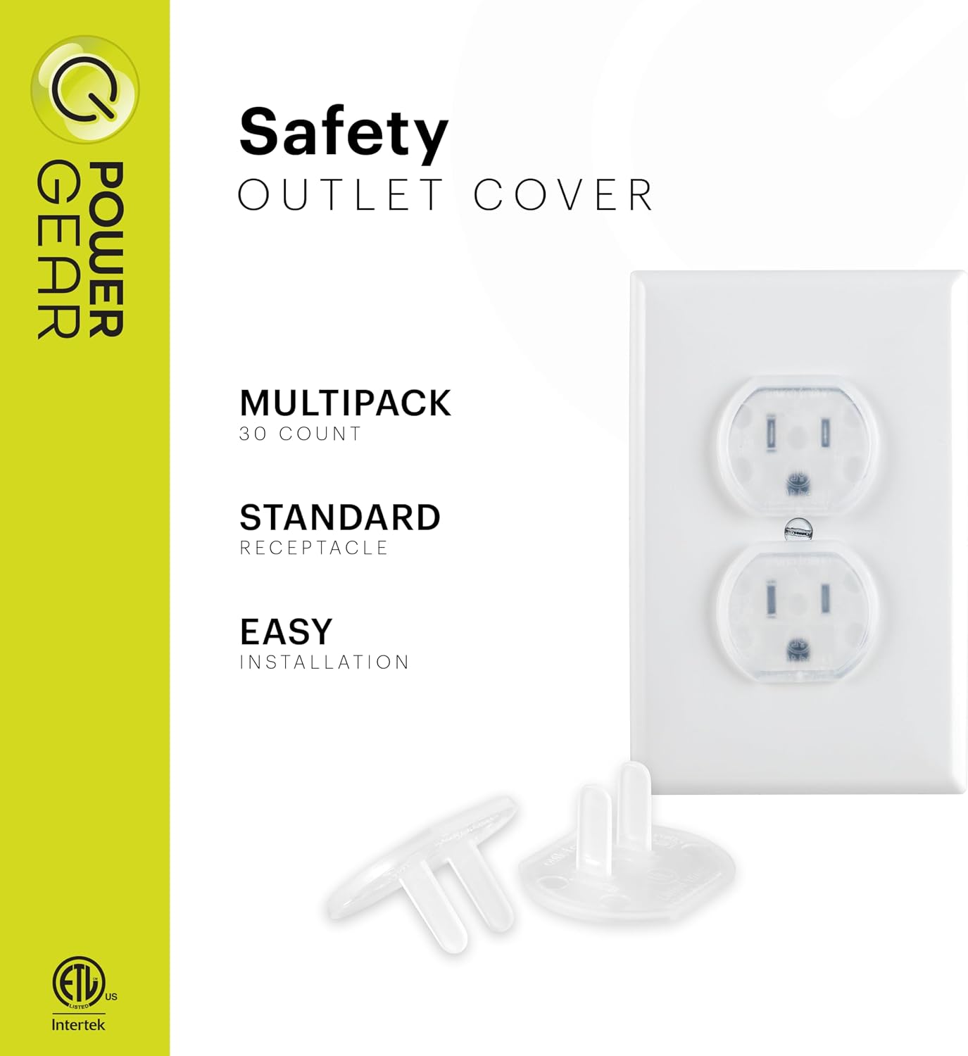 Power Gear Child Safety Electrical Outlet Covers, Tamper‑Resistant Plug Protectors for Standard Wall Outlets, Baby‑Proof & Child‑Proof Safety Caps, Clear, 30 Pack, 51175