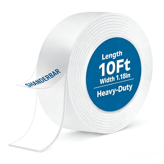 Nano Double Sided Tape Heavy Duty - 9.8ft Removable Clear Mounting Tape for Walls, Carpet, Rug & DIY – Strong Two Sided Adhesive Tape – No Residue, Washable, Traceless
