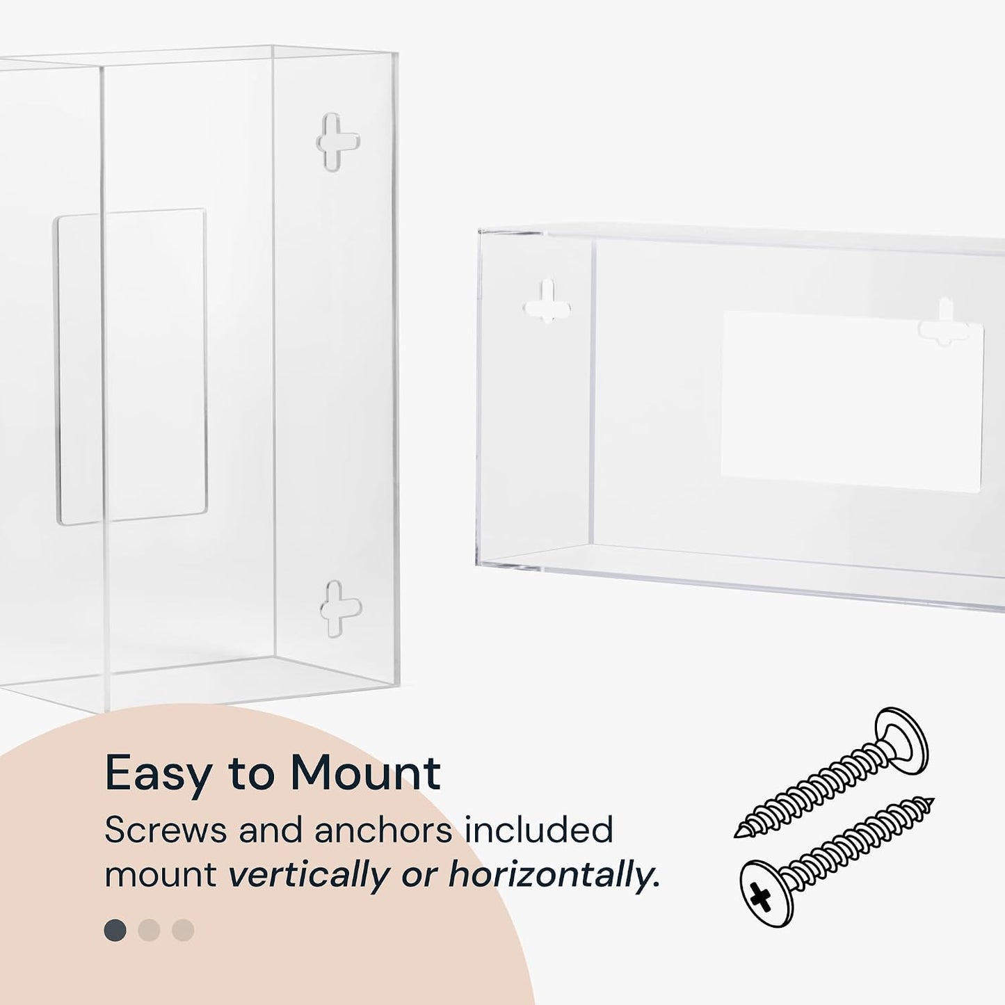 SimplyImagine Acrylic Glove Box Dispenser - Clear, Wall Mount, 1ct | Clear acrylic side-loading holder - single - Use for disposable gloves in kitchen, lab & garage