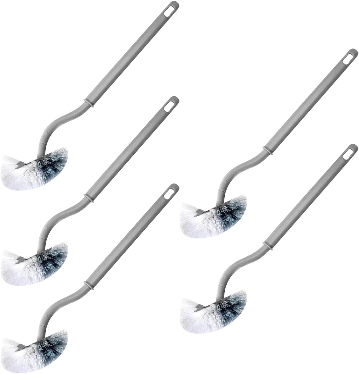 Operitacx 5pcs Curved Toilet Brush with Sturdy Handle Gray – Angled Head Bowl Scrubber Under Rim Cleaning – Household Bathroom Toilet Cleaning Supplies