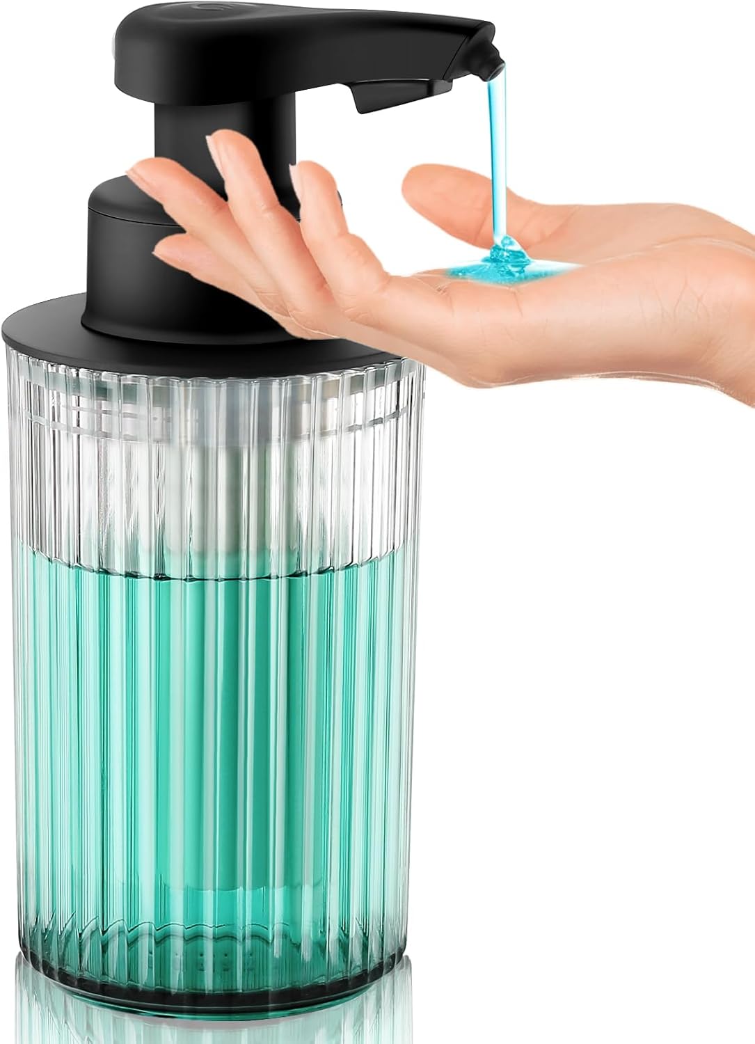 Automatic Soap Dispenser Foaming Touchless: 9oz Black Plastic - Rechargeable Electric Smart Auto Foam Soap Dispenser - Hand Dish Bathroom Kitchen