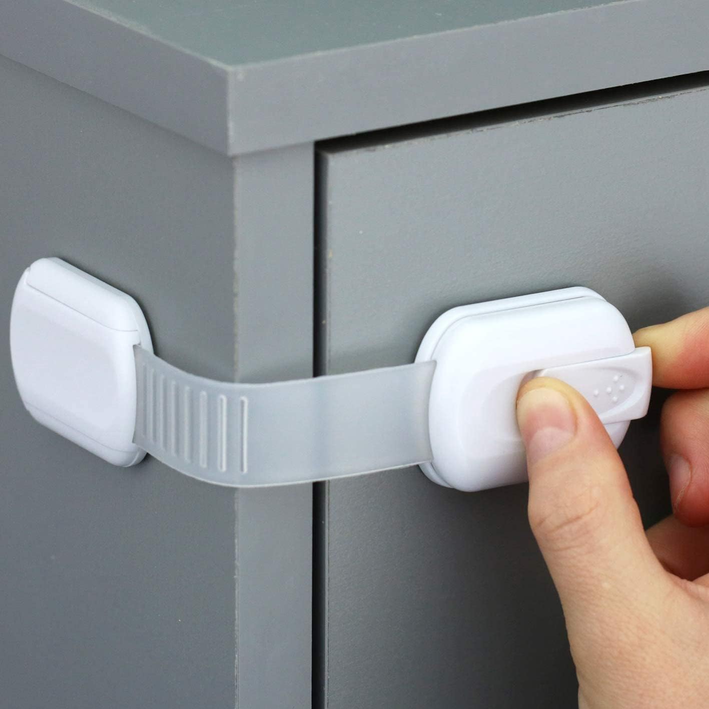 Safety Locks 8-Pack – Strong 3M Adhesive Cabinet & Drawer Locks, No Screws or Magnets Required – Easy, Tool-Free Installation for Cabinets, Furniture, Kitchen, Ovens, Toilet Seats