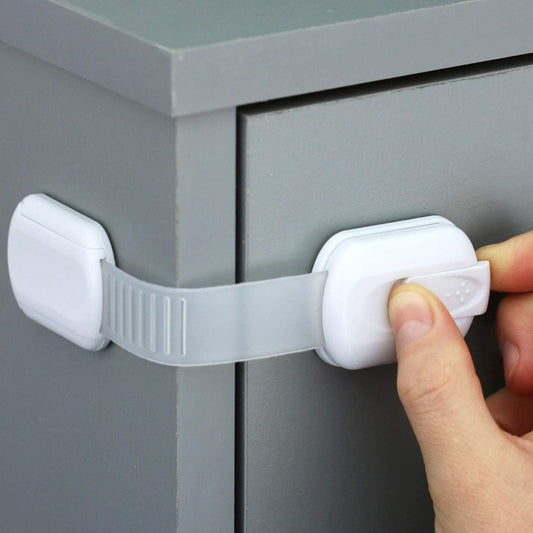 Safety Locks 8-Pack – Strong 3M Adhesive Cabinet & Drawer Locks, No Screws or Magnets Required – Easy, Tool-Free Installation for Cabinets, Furniture, Kitchen, Ovens, Toilet Seats