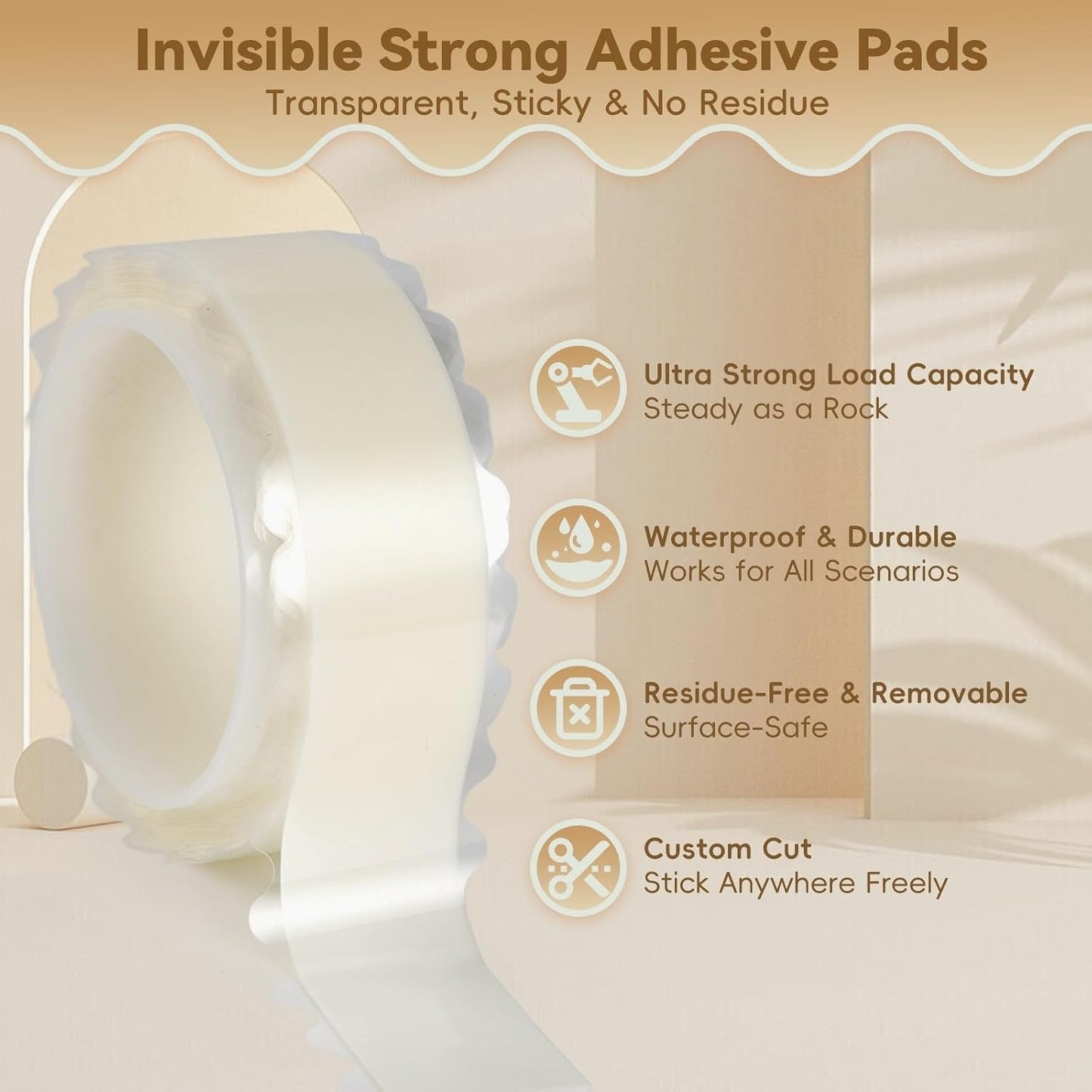 zvp Double Sided Nano Tape, Removable Heavy Duty Mounting Foam Tape, Adhesive Tape for Wall, Carpet, Poster and Picture Hanging Strips (Transparent, 1.15 * 118 in)