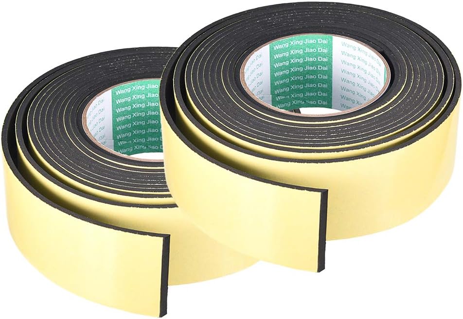 uxcell Sealing Foam Tape 5mm Wide 3mm Thick 4m/13ft Long, Self Adhesive Weather Strip for Window Door Insulation, Pack of 2