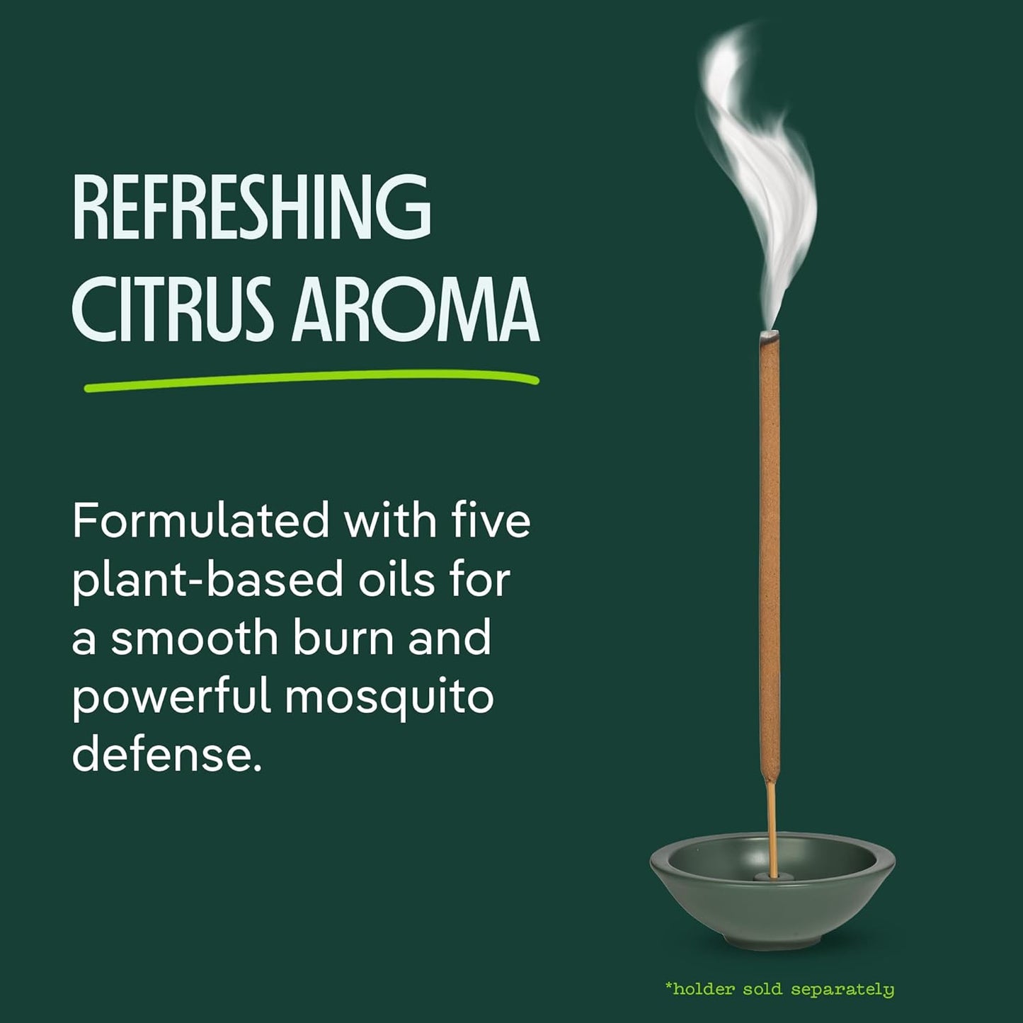 Murphy's Naturals Citronella Mosquito Repellent Incense Sticks, 24 Count | Bamboo-core sticks infused with citronella, rosemary, lemongrass, peppermint & cedarwood oils; 2+ hr burn for outdoor use
