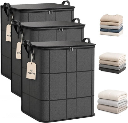 Spacious Moving Storage Bin Blanket Storage Bags with Zipper and Handles Large Foldable Bedding Winter Clothes Quilts Comforter Sweaters Organizer Machine Washable Capacity Fabric