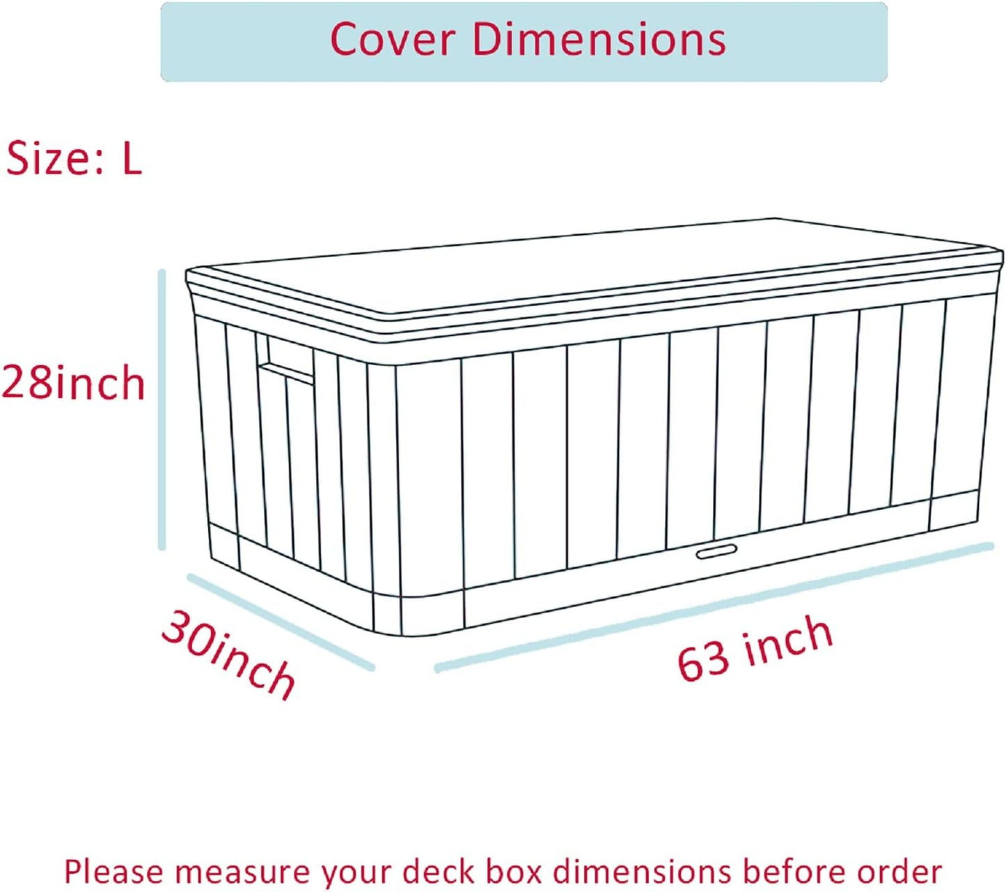 Himal Deck Box Cover, Waterproof 600D Oxford, 63 x 30 x 28 in | Heavy-Duty 600D Fabric, Waterproof Protection, UV Resistant, Outdoor Storage Cover, Waterproof Outdoor Furniture Covers