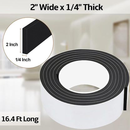 Foam Weather Stripping Door Seal,1 Inch W x 1/17 Inch T x 33 Feet White Window Sealing Tape，Single-Sided Self-Adhesive Insulation Sealing Strip