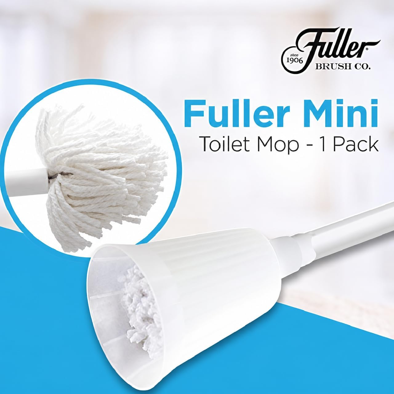 Fuller Brush Toilet Bowl Cleaner Brush – Antimicrobial Toilet Swab with Soft Non-Scratch Head, Long Handle, Deep Cleaning Under Rim (Pack of 1)
