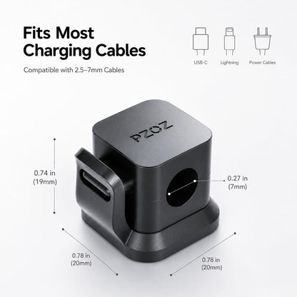 PZOZ 6 Pack Cable Clips, Adhesive Cable Management Clips for Desk & Desk Edge, No-Slip Cord Holders for Charging Cables, No Drill Wire Organizer for Home Office (Black)